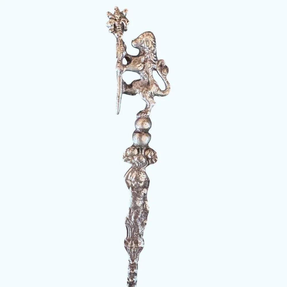Ugo Bellini Salad Serving Set OS Silver Excellent Cherub Lion Fleur-de-lis Italy